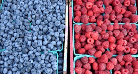 Blueberries & raspberries from Hayton Farms. Copyright Zachary D, Lyons.